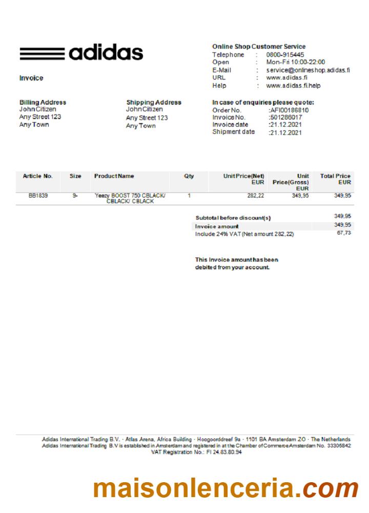 USA Adidas faktura słowo i PDF szablon